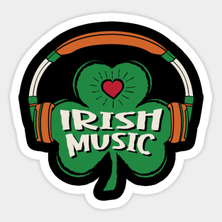 Irish Music Shamrock Headphones St. Patrick's Day Men Women Sticker